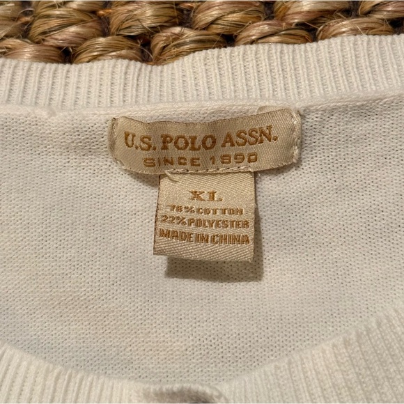 Ralph Lauren U.S. Polo Assn. embroidered jockey white cardigan women’s XL - Picture 7 of 11
